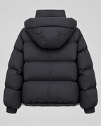 Women's Hooded Puffer Jacket - Oversized Zip Front Short Length