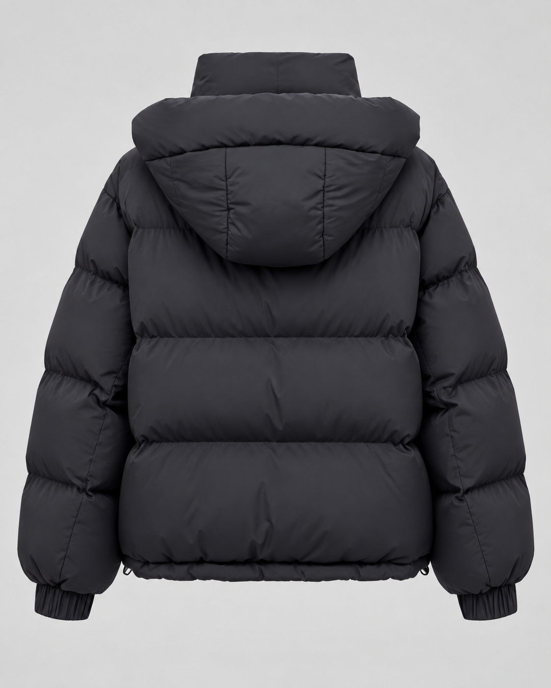Women's Hooded Puffer Jacket - Oversized Zip Front Short Length