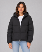 Women's Hooded Winter Puffer Jacket with Drawstring Hem