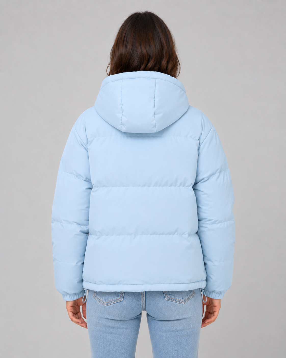 Women's Hooded Winter Puffer Jacket with Drawstring Hem