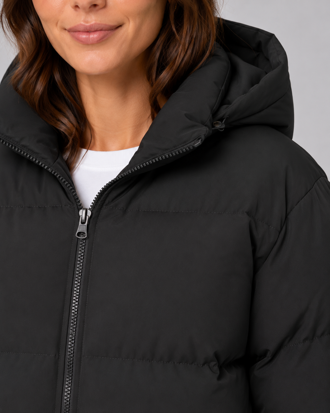 Women's Hooded Winter Puffer Jacket with Drawstring Hem