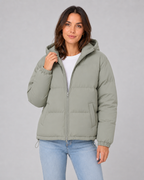 Women's Hooded Winter Puffer Jacket with Drawstring Hem