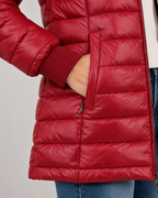 Women's Hooded Quilted Puffer Jacket - Plush-Lined Mid-Thigh