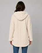 Women's Hooded Teddy Fleece Jacket with Cable Texture