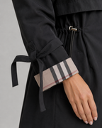 Women's Hooded Trench Coat - Check Lined Adjustable Waist