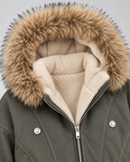 Women's Hooded Winter Bomber Jacket - Fur Trim Oversized Fit