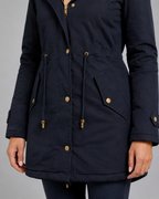 Women's Hooded Winter Parka - Fur Trim Long Drawstring Waist