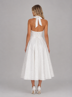 Women's Jacquard Halter Midi Dress - Full Skirt