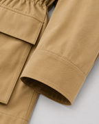Women's Khaki Barn Jacket – Contrast Collar Zip Front