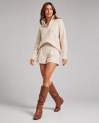 Women's Knee-High Slouch Boots - Ruched Shaft Flat Heel