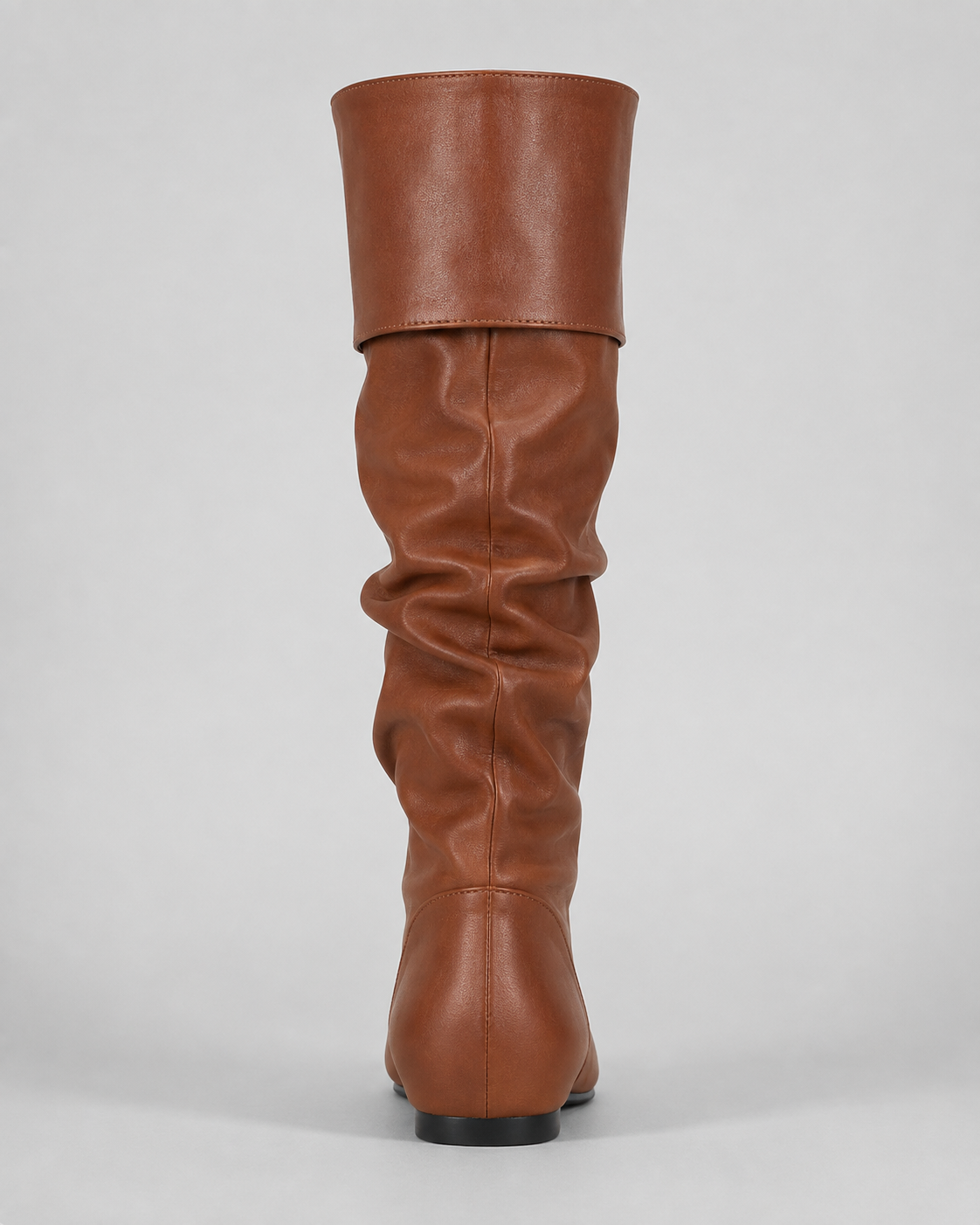 Women's Knee-High Slouch Boots - Ruched Shaft Flat Heel