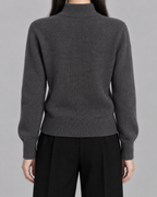 Women’s Knitted Button Cardigan – Mock Neck Long Sleeve Regular Fit