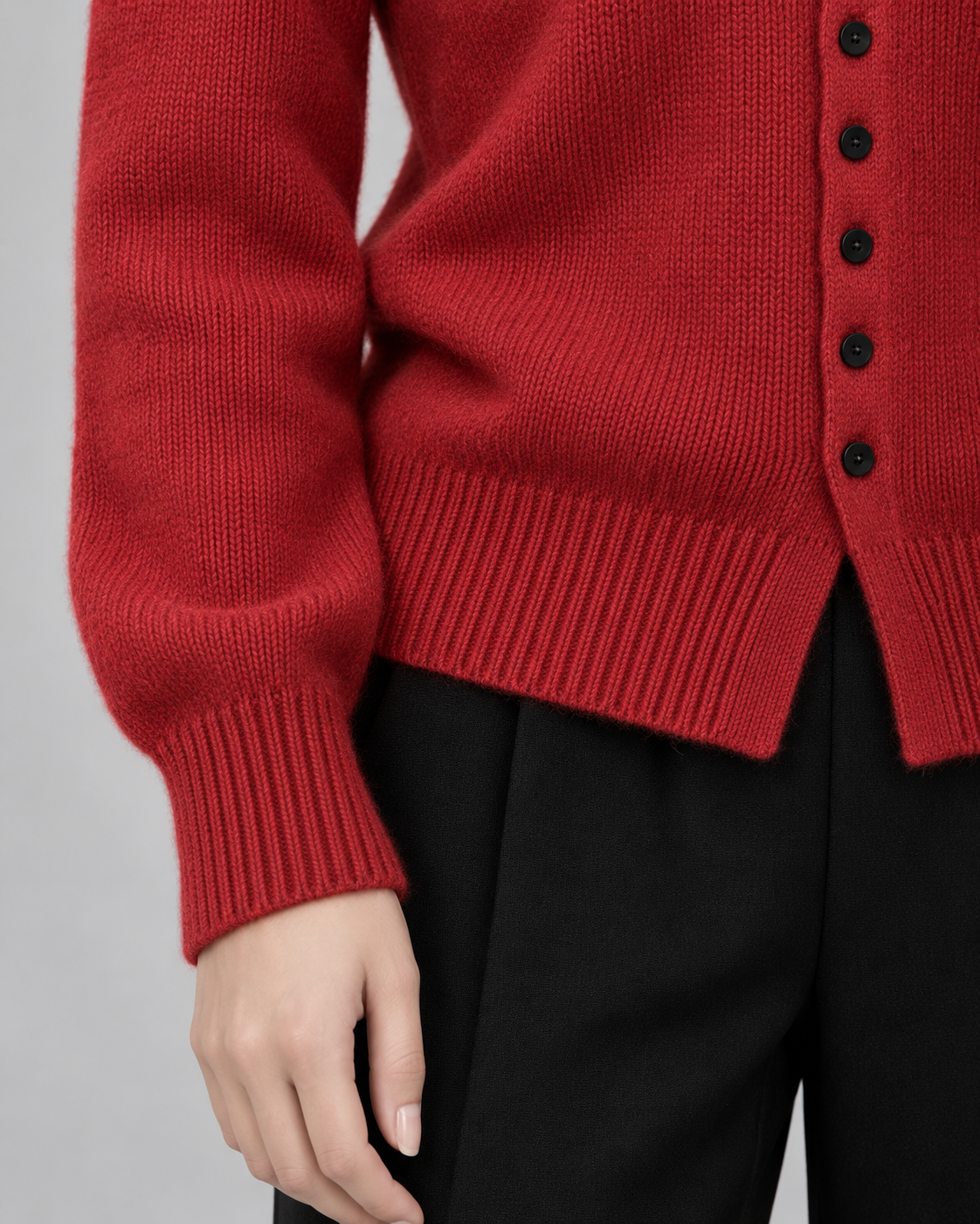 Women’s Knitted Button Cardigan – Mock Neck Long Sleeve Regular Fit