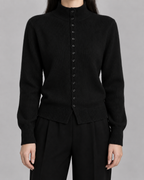 Women’s Knitted Button Cardigan – Mock Neck Long Sleeve Regular Fit