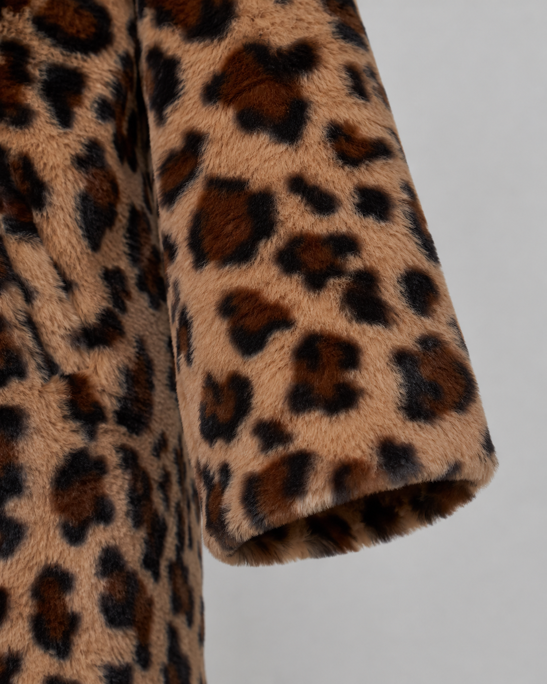 Women's Leopard Print Coat - Longline Faux Fur Relaxed Fit