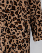 Women's Leopard Print Coat - Longline Faux Fur Relaxed Fit