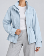 Women's Lightweight Drawstring Waist Jacket - Stand Collar Zip Front