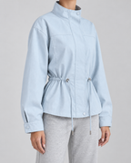 Women's Lightweight Drawstring Waist Jacket - Stand Collar Zip Front