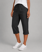 Women's Linen Capri Pants - Drawstring Waist Fit