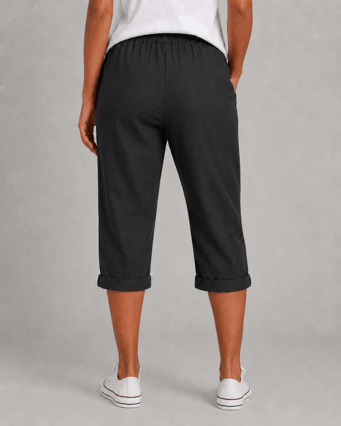 Women's Linen Capri Pants - Drawstring Waist Fit