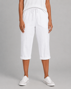 Women's Linen Capri Pants - Drawstring Waist Fit