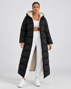 Women's Long Hooded Puffer Coat – Plush-Lined Maxi Full-Zip