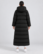 Women's Long Hooded Puffer Coat – Plush-Lined Maxi Full-Zip