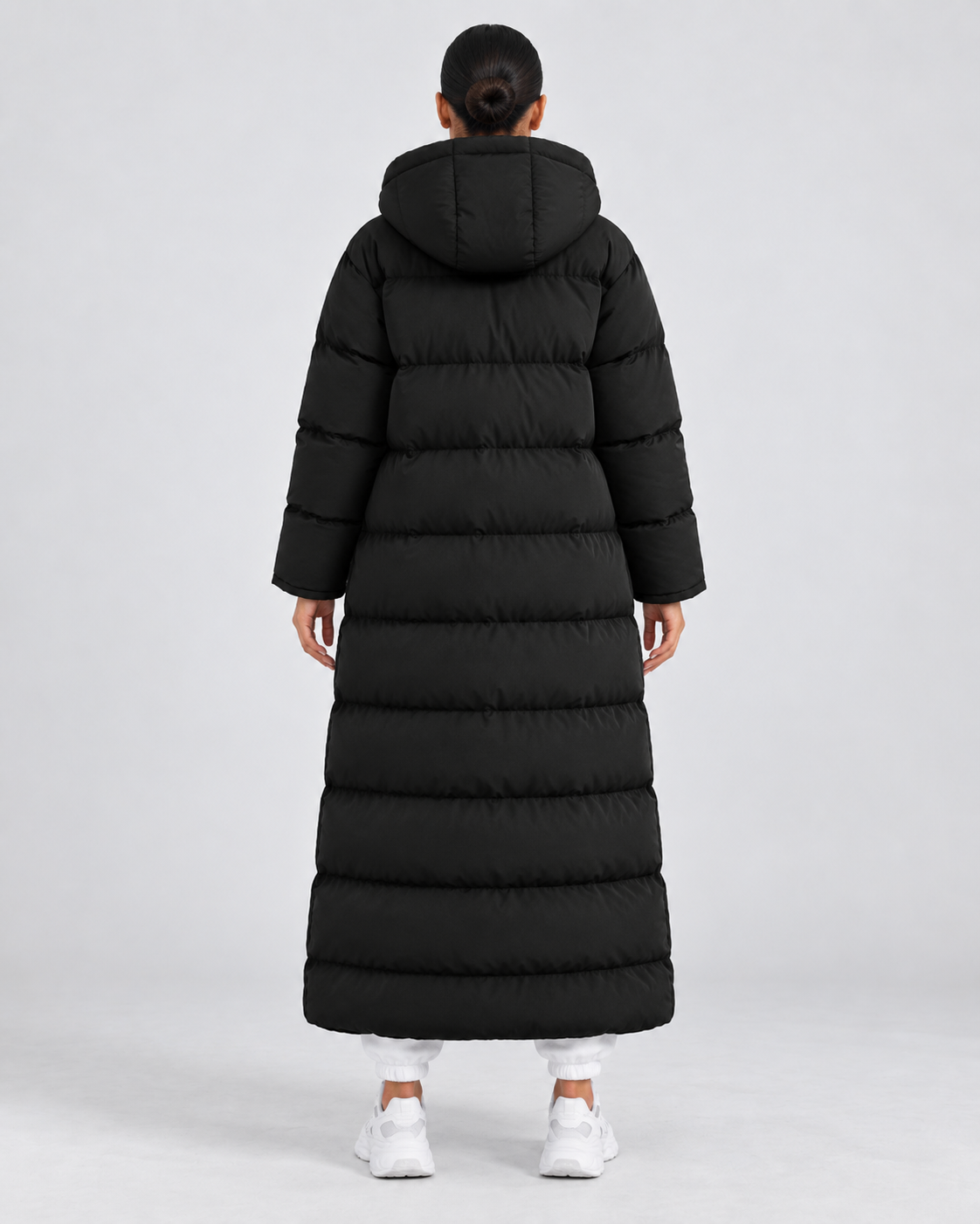Women's Long Hooded Puffer Coat – Plush-Lined Maxi Full-Zip