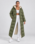 Women's Long Hooded Puffer Coat – Plush-Lined Maxi Full-Zip