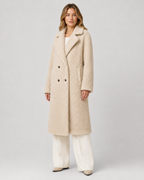Women's Long Teddy Coat - Double-Breasted Oversized Lapel