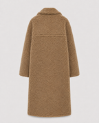 Women's Long Teddy Coat - Double-Breasted Oversized Lapel