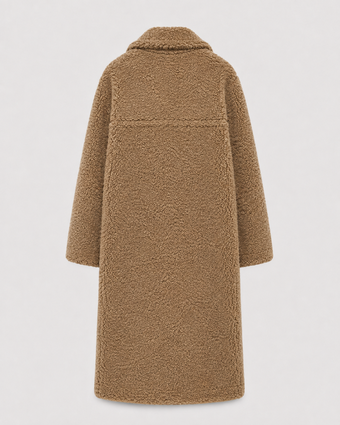 Women's Long Teddy Coat - Double-Breasted Oversized Lapel