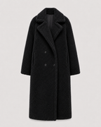 Women's Long Teddy Coat - Double-Breasted Oversized Lapel