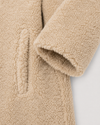 Women's Long Teddy Coat - Double-Breasted Oversized Lapel