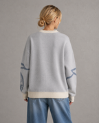 Women's Oversized Graphic Knit Sweater - Relaxed Streetwear Fit