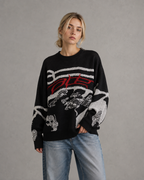 Women's Oversized Graphic Knit Sweater - Relaxed Streetwear Fit