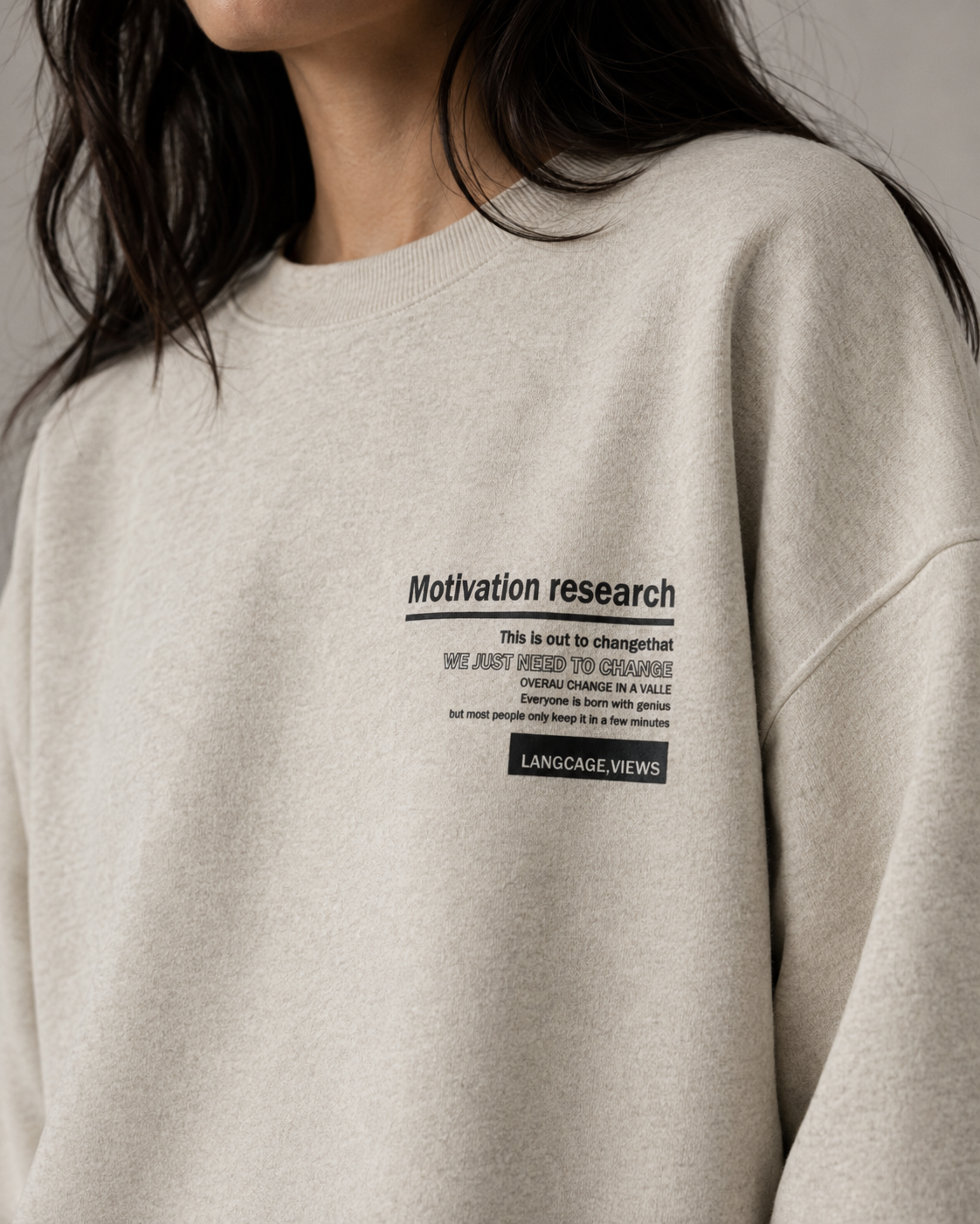 Women's Oversized Graphic Sweatshirt - Drop Shoulder Crew Neck