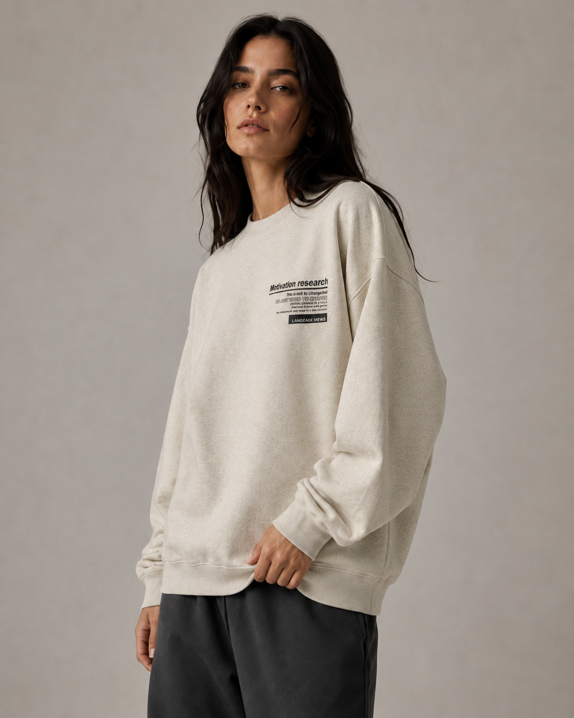 Women's Oversized Graphic Sweatshirt - Drop Shoulder Crew Neck