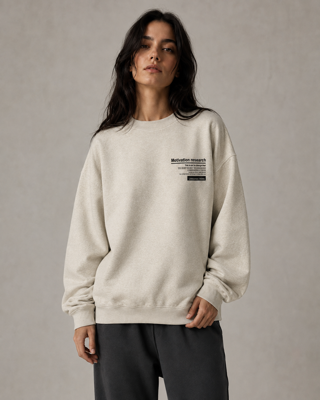Women's Oversized Graphic Sweatshirt - Drop Shoulder Crew Neck