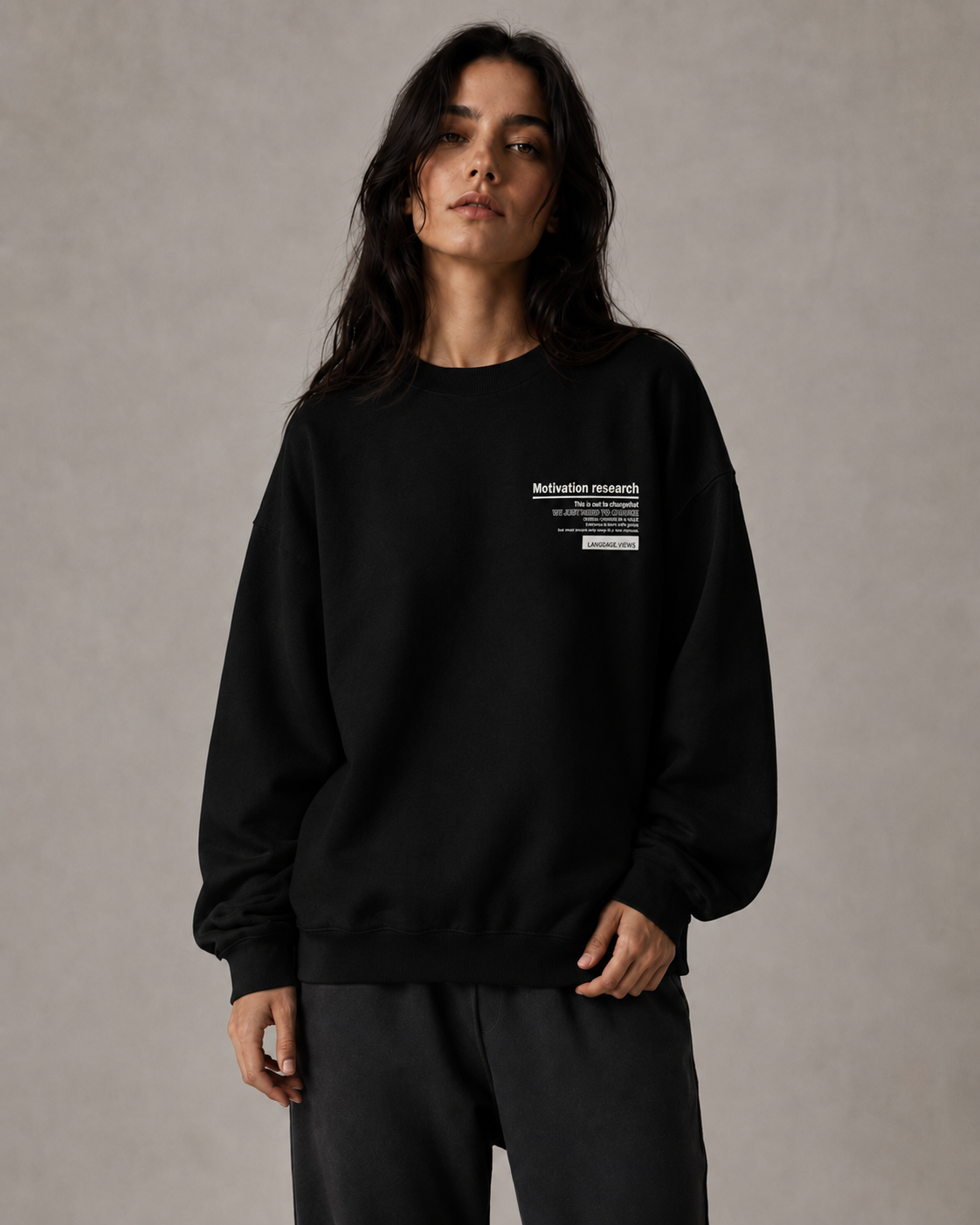 Women's Oversized Graphic Sweatshirt - Drop Shoulder Crew Neck
