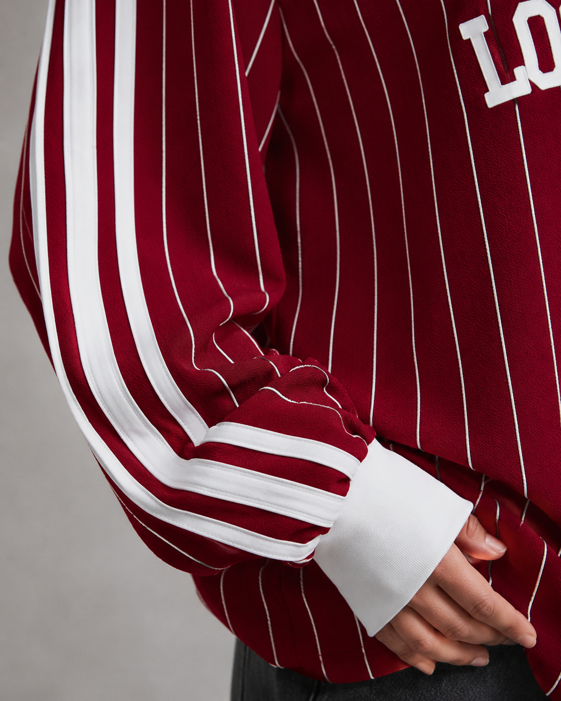 Women's Oversized Pinstripe Jersey - Collegiate Streetwear Fit