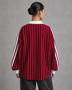 Women's Oversized Pinstripe Jersey - Collegiate Streetwear Fit