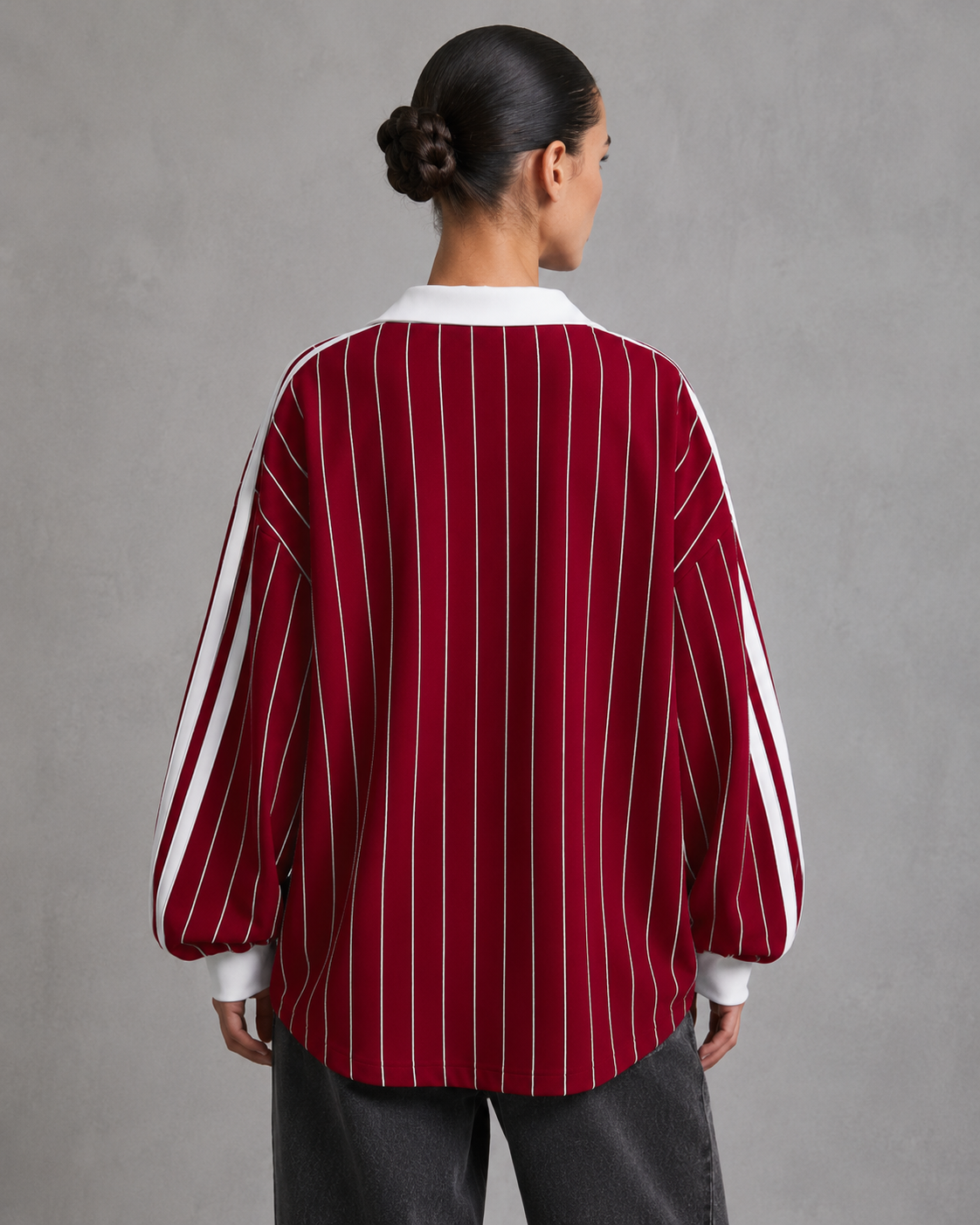 Women's Oversized Pinstripe Jersey - Collegiate Streetwear Fit