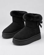 Women's Platform Snow Boots – Suede-Look Fur Cuff