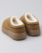 Women's Plush-Lined Suede-Look Slippers – Thick Sole Slip-On