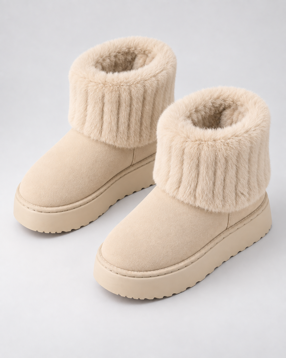 Women's Plush-Trim Winter Ankle Boots – Chunky Platform Sole