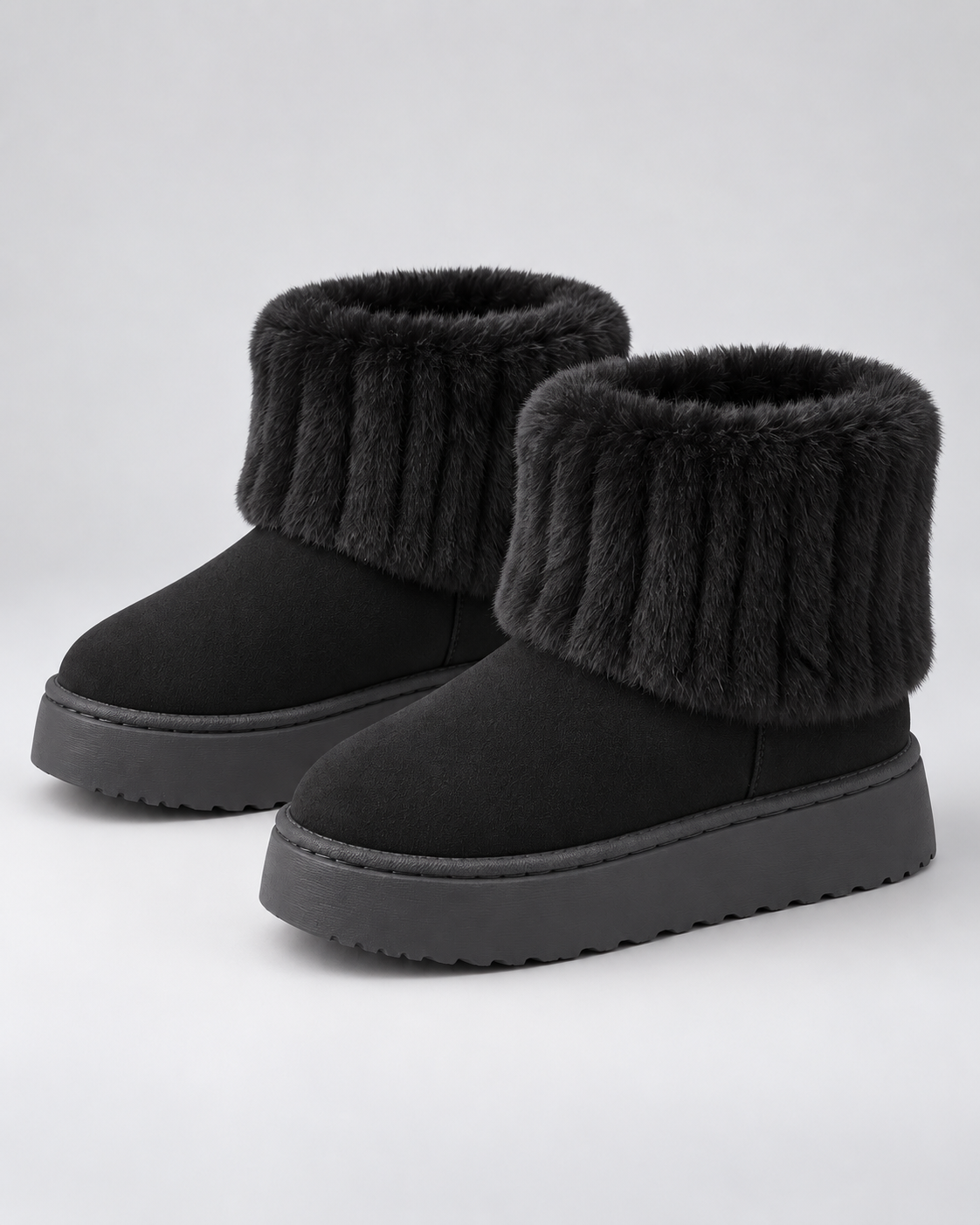 Women's Plush-Trim Winter Ankle Boots – Chunky Platform Sole