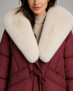 Women's Puffer Jacket - Oversized Fur-Look Collar Short Fit