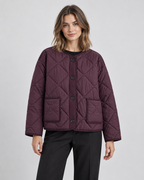 Women's Quilted Liner Jacket - Collarless Button Front Relaxed Fit