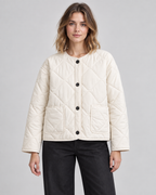 Women's Quilted Liner Jacket - Collarless Button Front Relaxed Fit